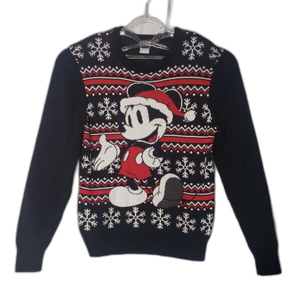 DISNEY Mickey Mouse Black Christmas Oversized Sweater Size Large - Picture 1 of 6